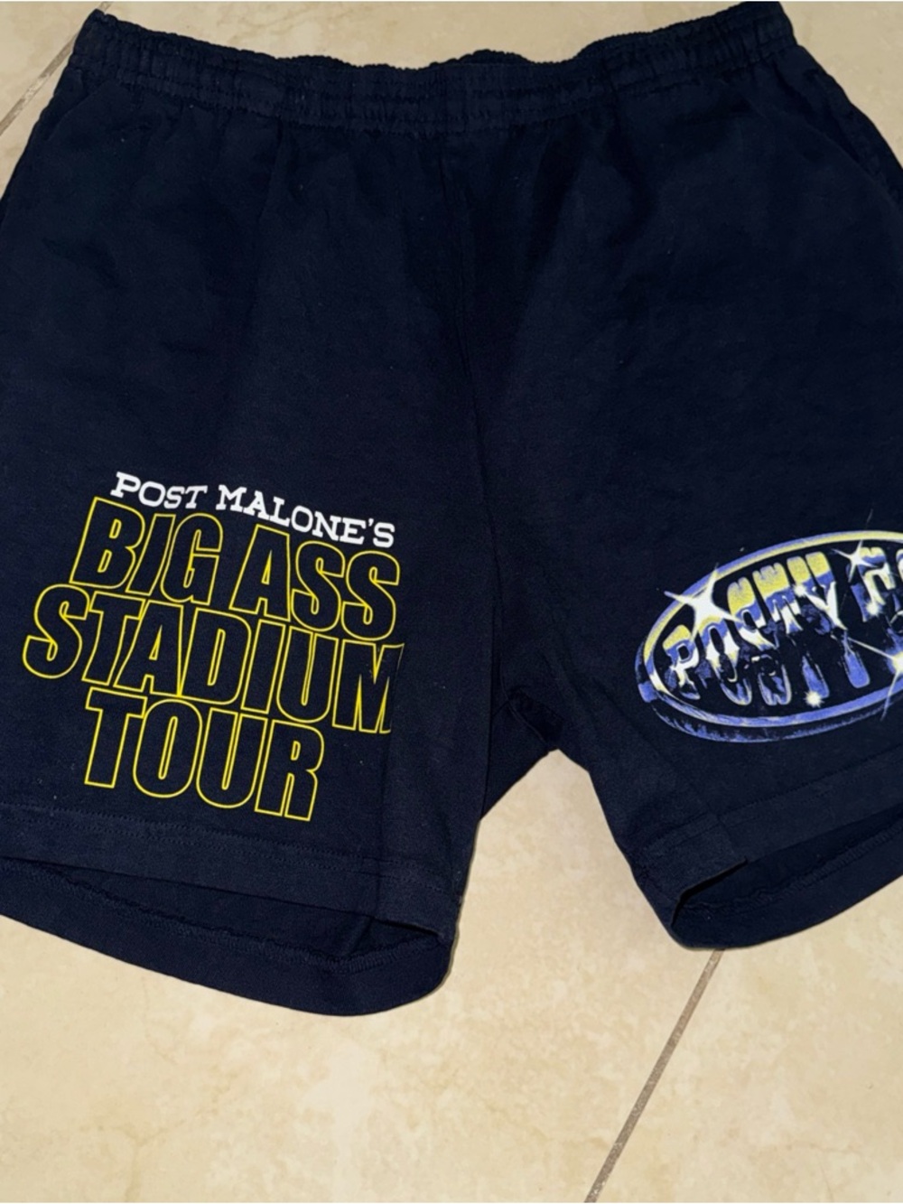 Post Malone Navy 'Big Ass Stadium Tour' Cotton Shorts